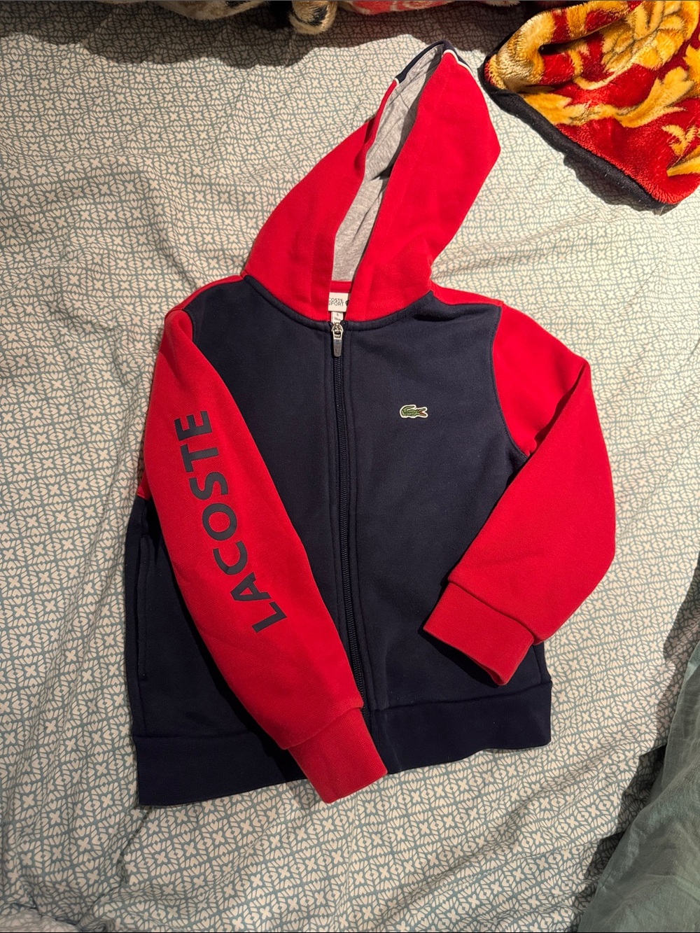 Lacoste Kids Navy and Red Full-Zip Hoodie jacket